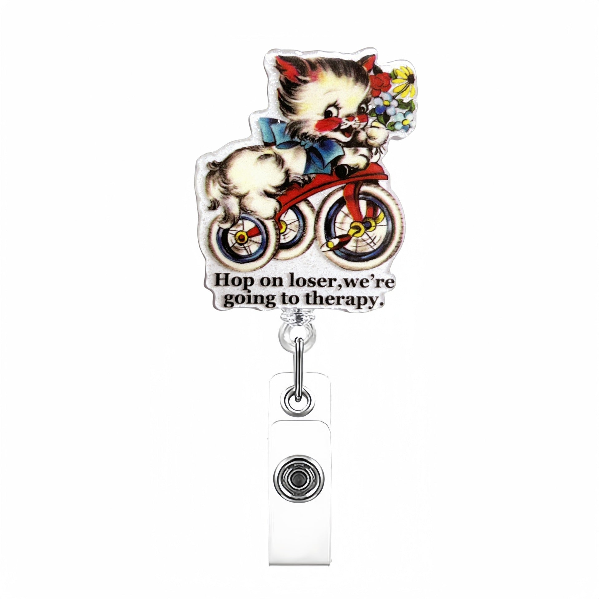 Wholesale Creative Animal Quotes Acrylic DIY Retractable Pull-Down Keychain